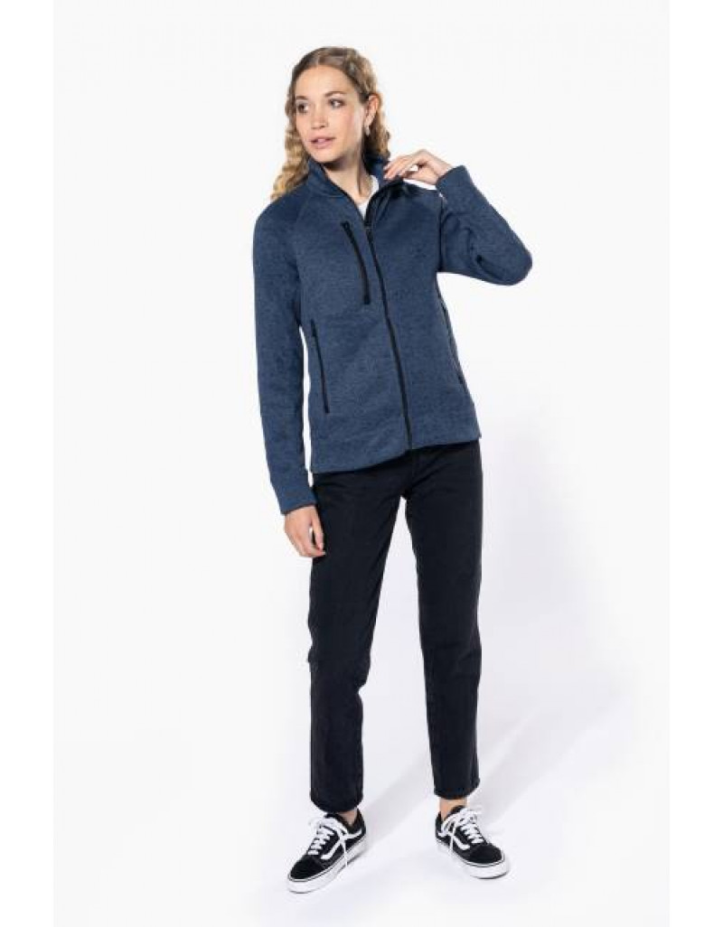 Jachetă de damă din fleece tricotată melanj